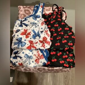 2-Pairs Jordann Jammies NWOT Pajama Bundle XS Cherry & Bow Print Shorts Set